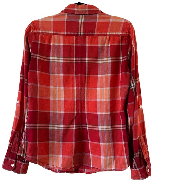 Lucky Brand Women’s Long Sleeves Plaid Shirt Multicolor Orange/Red Size M - Picture 3 of 9